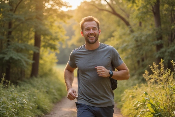 Healthy, active man engaging in outdoor sports