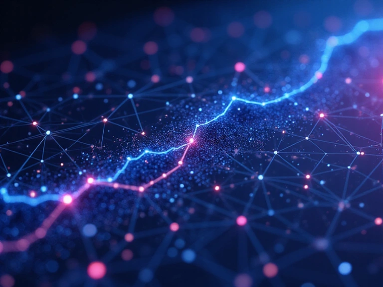 Abstract representation of data flow and analytics, with interconnected nodes and lines, symbolizing how information is processed and used by a company.